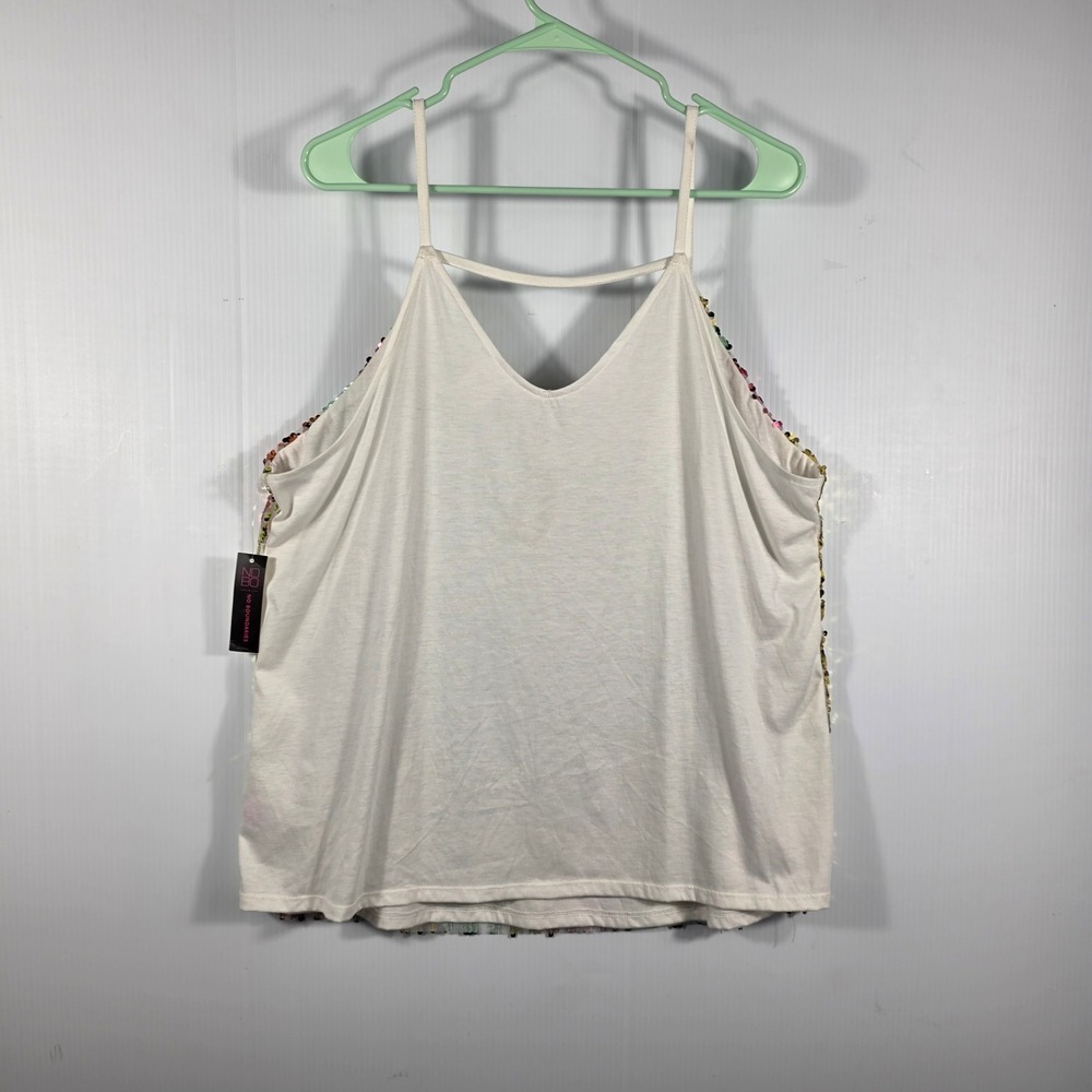 No Boundaries Rainbow Sequin Cami Tank Top V-Neck White Plus Size XXXL 3XG NEW - Picture 8 of 8